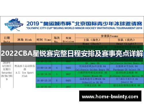 2022CBA星锐赛完整日程安排及赛事亮点详解